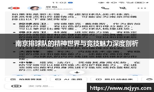 南京排球队的精神世界与竞技魅力深度剖析