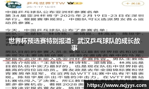 世界杯预选赛特别报道：武汉乒乓球队的成长故事